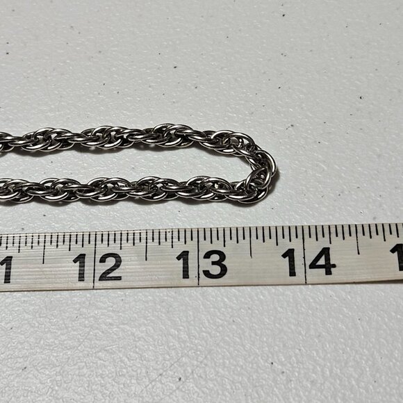 Vintage Stainless Steel Tone Rope Chain Necklace Classic Minimalist Jewelry - Picture 5 of 5